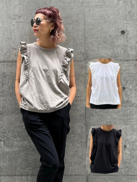 フリルコットンタックノースリーブトップス【K22S20-186】 | KariAng