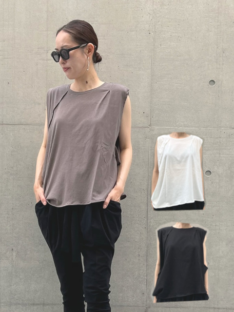柿渋染め　手ぬぐい　ノースリーブ　Aライン トップス 2 K23S20-211-m-01-pl.jpg