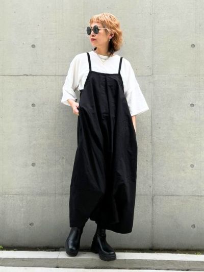 elfinfolk サロペット黒　80㎝ タイプライターサルエルサロペット【K24S20-245】 | KariAng