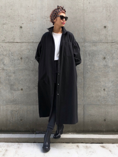 スタンドカラーロングシャツワンピース【Y21A10-114】 | YMDO