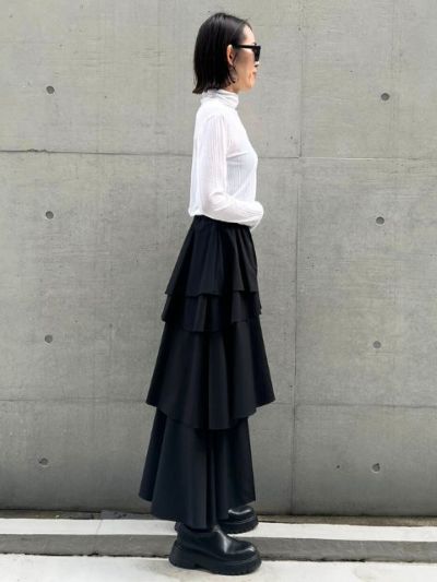 黒のつりロングスカート KOEISTORE スカート レディース スリット ロングスカート