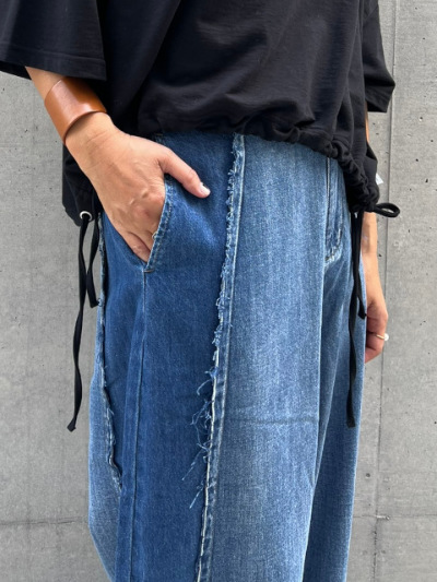 エコムートン×デニムJK YENN イエン サイド プリーツ デニム パンツ “SIDE PLEATED