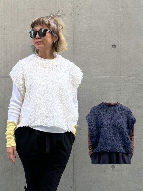 Itary yarnハンドニットベスト【Y25A10-277】 | YMDO | KariAng